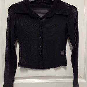 Women's Sheer Black Long Sleeve Shirt